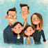 cartoon style family portrait
