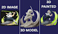 design 2d image to 3d model print and paint character stl 3d printing model