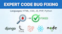 fix bugs in HTML, CSS, PHP, laravel, python, django and flask