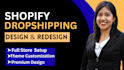 create a one product shopify store, dropshipping store