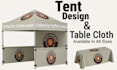 design premium canopy tents, roll up banner, tablecloth and event branding