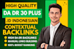 create indonesian contextual high da DR SEO permanent homepage backlinks