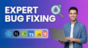 fix bugs in react js, next js, node js, typescript, javascript and html