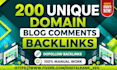 do 200 manual unique domain dofollow blog comment backlinks