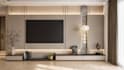 design a modern custom TV wall unit and media wall in 3d