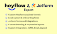 create heyflow quiz funnels, lead funnels, onboarding flows and jotform forms