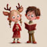 draw  christmas  art in cute cartoon style