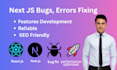fix next js bugs, errors and develop SEO friendly  frontend with typescript