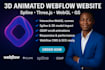 create a 3d animated website with webflow, spline, threejs, webgl and gsap