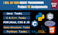 tutor urgent cpp java python sql php database css and html assigned projects