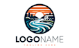 create a contemporary unique river logo with new idea