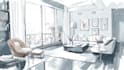 make living room interior sketch, illustration