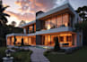 render 3d exterior building,villa outdoor,balcony plan, facade design,cgi render