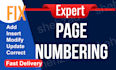 insert correct page numbering in book or ebook, add fix format page numbering