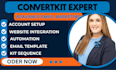 setup convertkit account, newsletter email sequence, automation and landing page