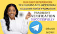do telegram forex promotion, setup telegram ads approval, fragment verification