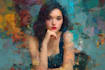 paint expressive colorful abstract portrait