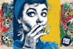 make illustration in distressed retro and pop art style