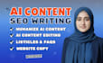 write SEO articles or blog posts and edit, rewrite ai content