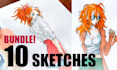draw you a bundle of traditional sketches with pro markers