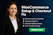 do woocommerce setup, checkout page fix, woocommerce payment gateway setup