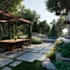 design landscape, terrace, backyard, pool, and patio