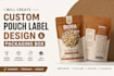 create a custom pouch label design and packaging box