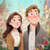 draw cartoon disney couple portrait