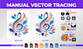 manual vector tracing, vectorize your logo, image or object