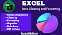 do ms excel data cleaning and formatting, merging, splitting, sorting, dedungi