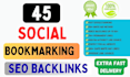 45 high pr social bookmarking backlinks SEO link building