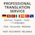 professionally translate between german, english, and more language