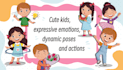 illustrate cute characters in dynamic poses and emotions