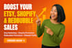 do etsy store, shopify store, redbubble promotion website traffic