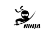 design cheerful ninja mascot chopping kicking logo