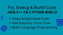 programming in java cplusplus csharp c python and nodejs