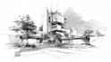 draw architectural design concept sketching in procreate