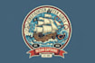 do old ship water caption mascot logo design with express delivery