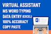 ms word typing and data entry in excel with accuracy