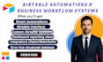 setup airtable database, airtable automation, integrate softr webapp, workflow