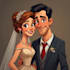 create a romantic couple portrait in my art style