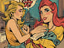 do retro vintage poster cover illustration in comic style,