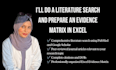 do a literature search and prepare an evidence matrix in excel