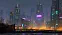 do cyberpunk futuristic city art