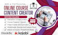 create online course content, ebook writer, ghostwriter, course upload, PPT