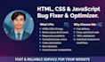 fix HTML, CSS, javascript bugs