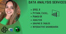 custom data analysis, visualization reporting excel, spss, r, python, power b
