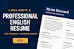 professional english resume writing