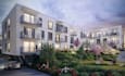 3d apartment complex,building facade,balcony, landscape render, townhouse design
