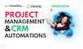 setup monday com CRM boards workflows automation clickup dashboards